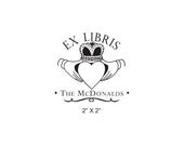 Custom Claddagh Ex Libris Rubber Stamp L30