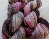 Crepe de Chine Rose, Gray, Taupe, Black Sock Weight Superwash Sparkle Yarn