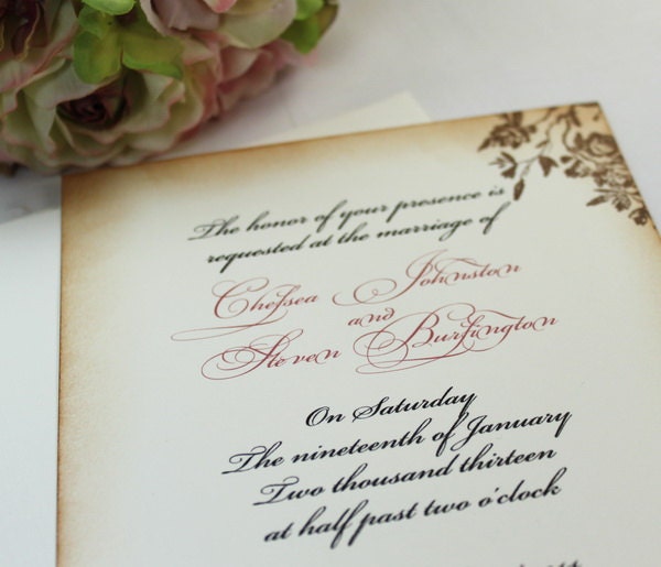 Wedding Invitation Set -  Wedding Invitation Set - Vintage Style Wedding Invitation set of 25