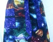 Women's Half Hostess Apron Made From Planets Fabric - Solar System, Galaxy, Space