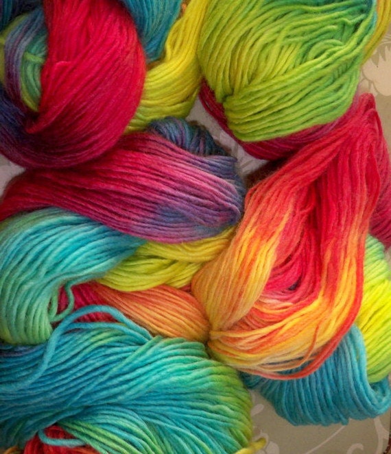 Rainbow Yarn / Waldorf Doll Hair / 153 yds Yarn Handspun Handpainted Yarn/Soft yarn for knitting and crochet