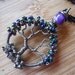 Tree of Life Pendant One Purple Amethyst Bead Metallic Seed Beads Wire Wrapped in Gunmetal Parawire