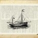 vintage sail boat III - printed on page from old dictionary...