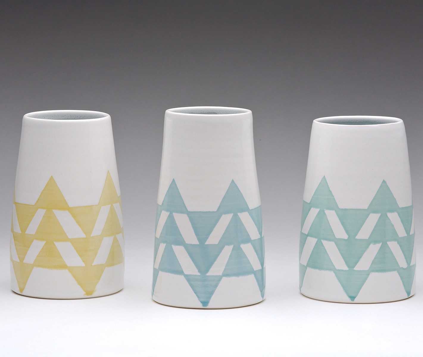 Triangle Cylinder Vase in Blue