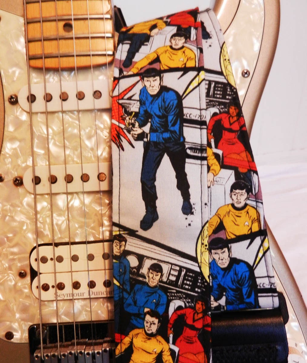 Star Trek Kirk Spock Enterprise Crew comic geek guitar strap