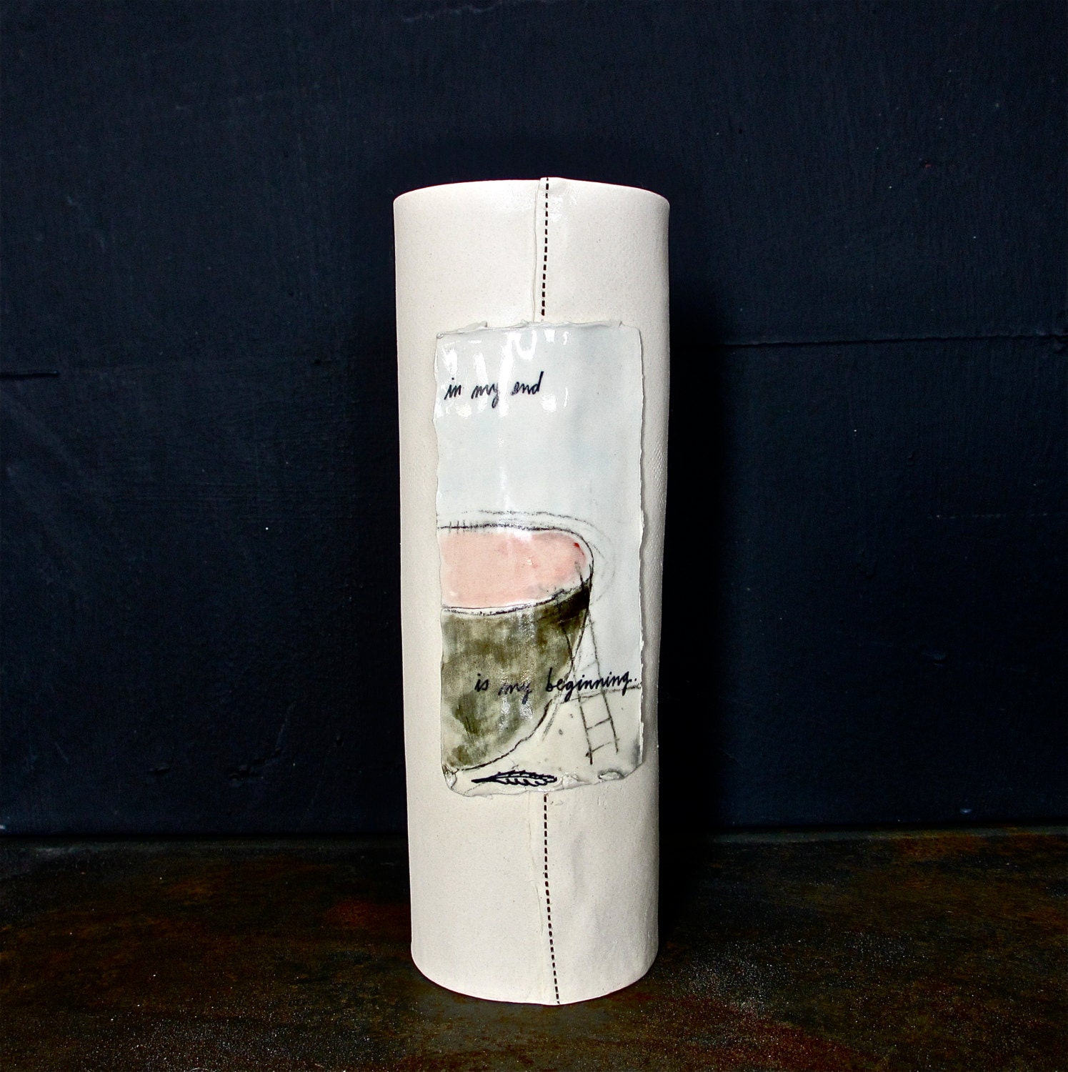 in my end is my beginning PORCELAIN VASE.