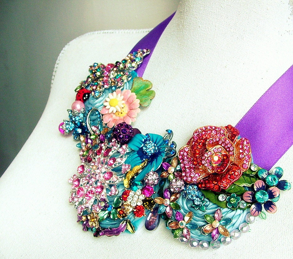 An english country garden -  OOAK Neckpiece - Ready to ship xx