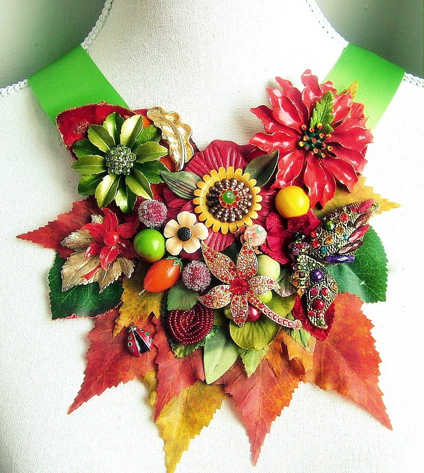 Autumn Stroll -  OOAK Neckpiece - Ready to ship xx