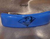 Asian Fan Fused Glass Barrette in Blue 133012