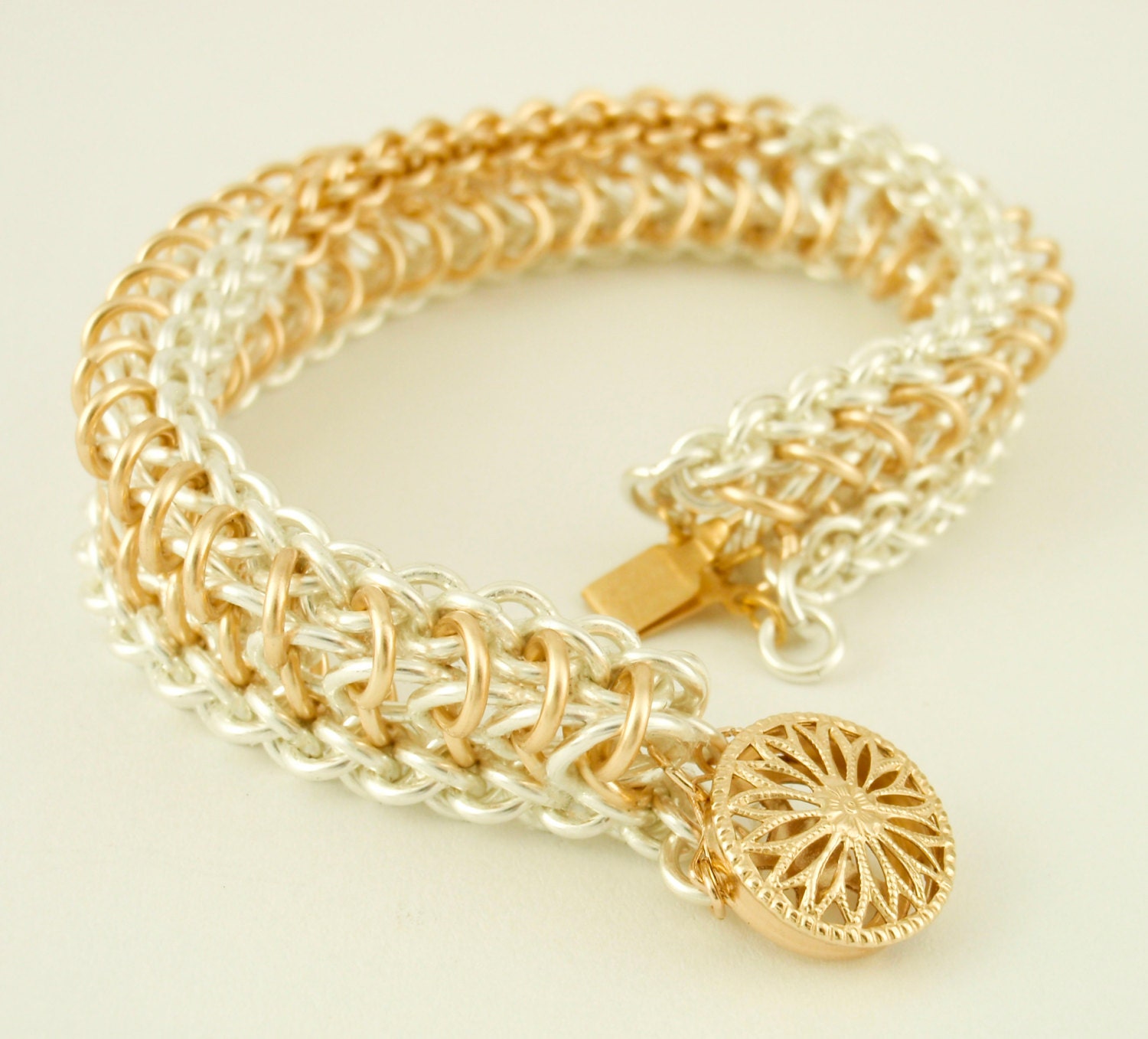 Hannas Pind  - Combination Cuff - Jens Pind and European 4 in 1 - Argentium Sterling Silver and 14kt Gold Filled