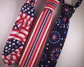 Little Boys, Fourth of July Neckties  Choose Your Style Velcro Closure Neckband