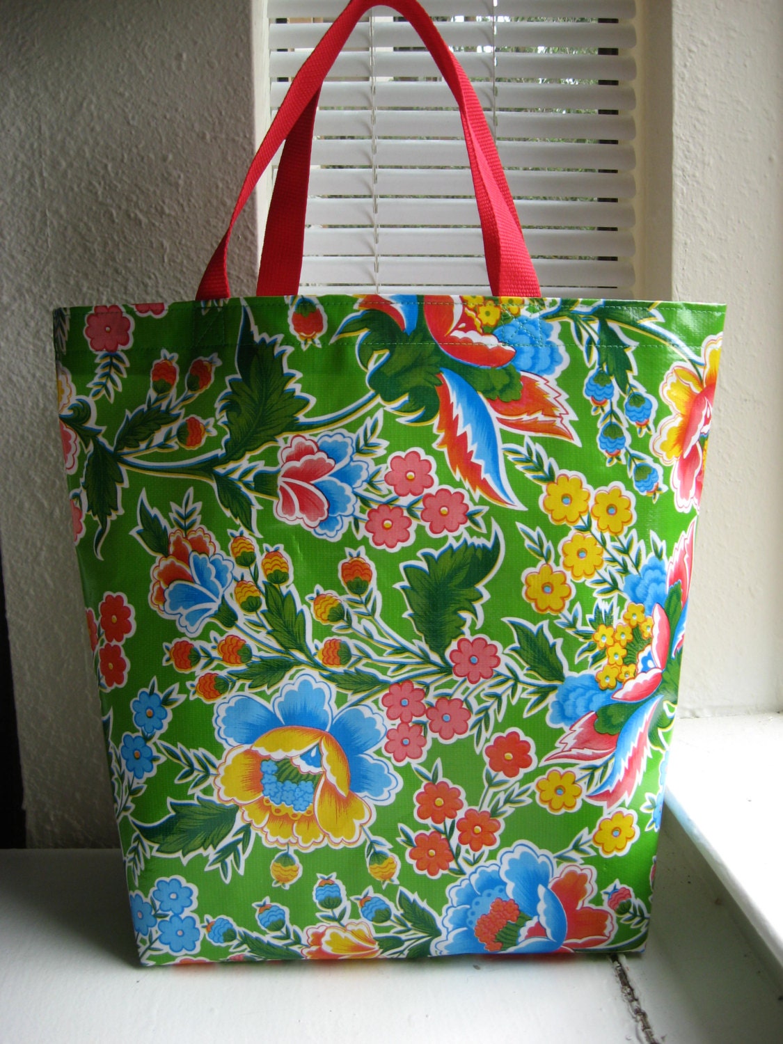 Durable Oilcloth Market Bag - Green Zoya