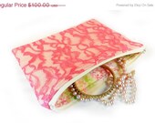 25% OFF Bridal Sale Set of 5 Bridesmaids Gifts: Choose Your Own Lace Color Combination Cosmetic/Carry All/Cellphone Zipper Pouch Free Shipp