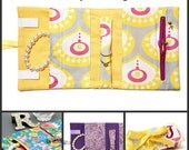25% OFF Bridal Sale Travel Jewelry Holder Case Wallet Roll Up in Peacock Yellow Gray Organic Fabrics