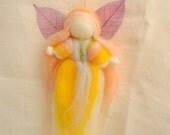 Wool blessing fairy art doll Waldorf education in yellow