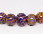Brown and Purple Handmad Lampwork Glass Beads