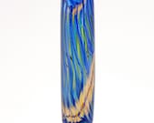 Striped Focal Lampwork Bead by Lara - Peacock Shibori
