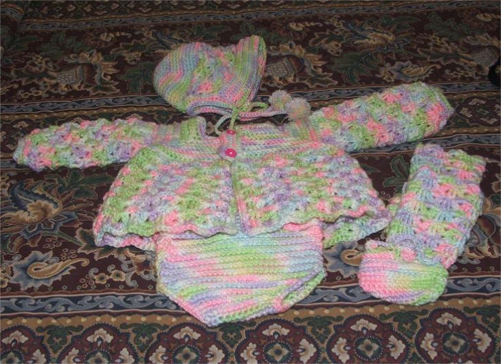 Crochet Pattern-4pc. Infant Sweater Set
