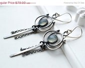 ON SALE Crocus Earrings-  Handmade, Botanical Metalwork, Sterling Silver, Unique Metalwork, Hand Forged, Long, Statement, Classy