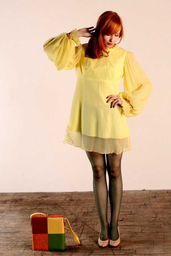 Re designed chiffon Mod 60's Mini dress
