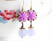 Flower Earrings, Lilac Purple Earrings, Spring Fashion, Drop Earrings, Floral Accessories