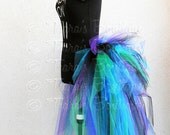 Peacock Pixie Bustle - Women's 3 Tiered Tutu Bustle - Up to 30" long - Halloween Costume Skirt