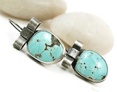 Turquoise Sterling Silver Bow Earrings One of a Kind Jewelry - Petite Parcel Earrings