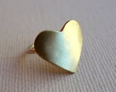 Large Brass Heart Ring with Sterling Silver Band