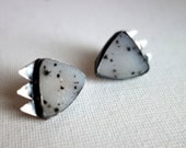 Natural Handmade Dalmatian Drusy Earrings in Sterling Silver