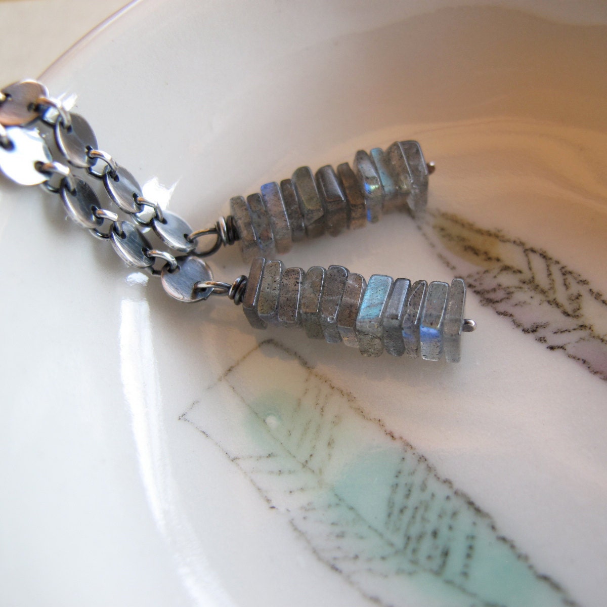 labradorite & sterling silver earrings modern dangle