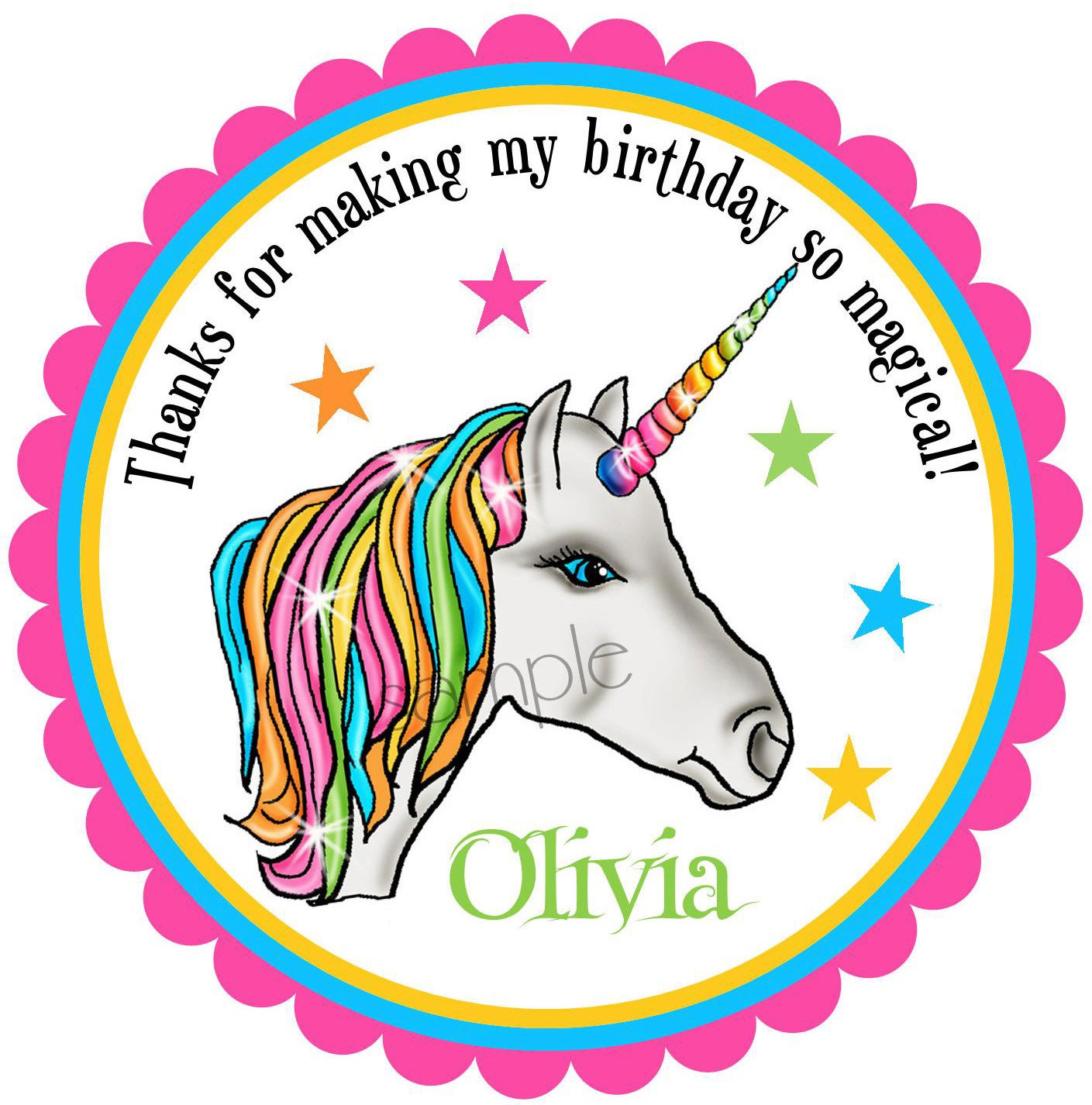 Unicorn Stickers, Unicorn Birthday Party, Birthday party, Birthday, Children, Labels, favor stickers, set of 12 Il_570xn
