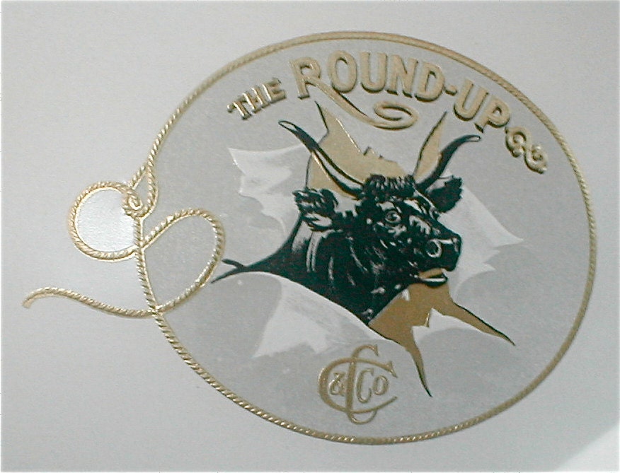 The Round Up Cigar Box Label - Vintage 1910s - Inner Label - Antique Paper Ephemera - Cowboy Art