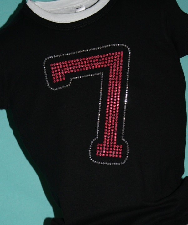 BIRTHDAY NUMBER OUTLINED rhinestud tee by Daisy Creek Designs