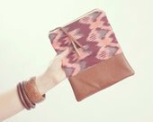 AZTEC Pouch. Ikat Pouch. Tribal Clutch. Leather Pouch. Pastel Clutch.