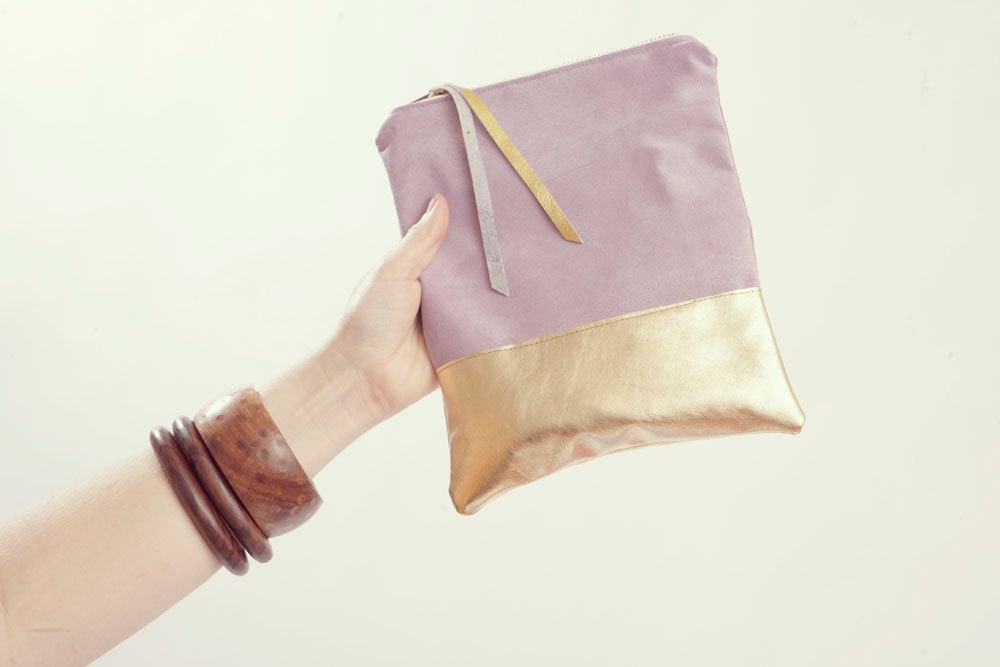 PASTEL SUEDE Clutch. Metallic Clutch. Bridesmaid Bag. Bridal Party Bag. Wedding Clutch. Pastel and Metallic.