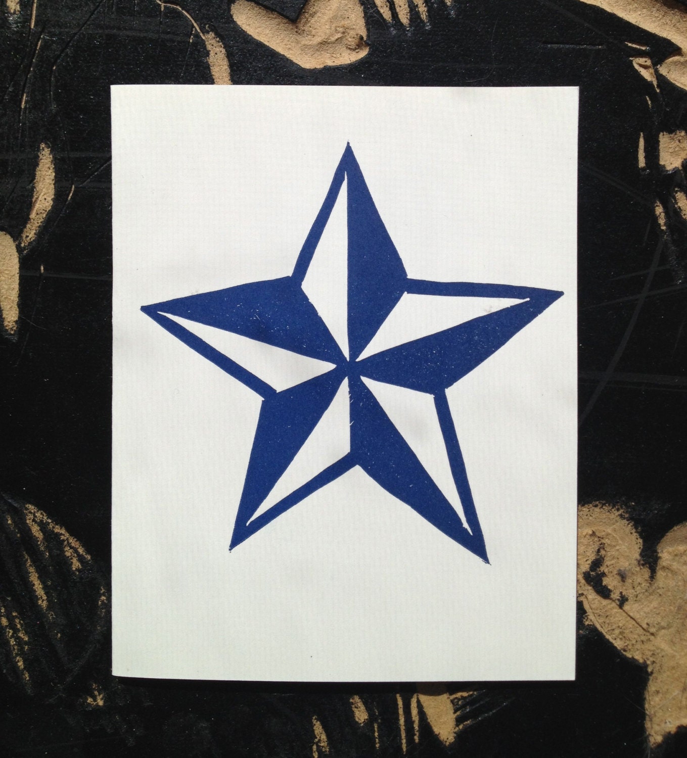 nautical star letterpress card