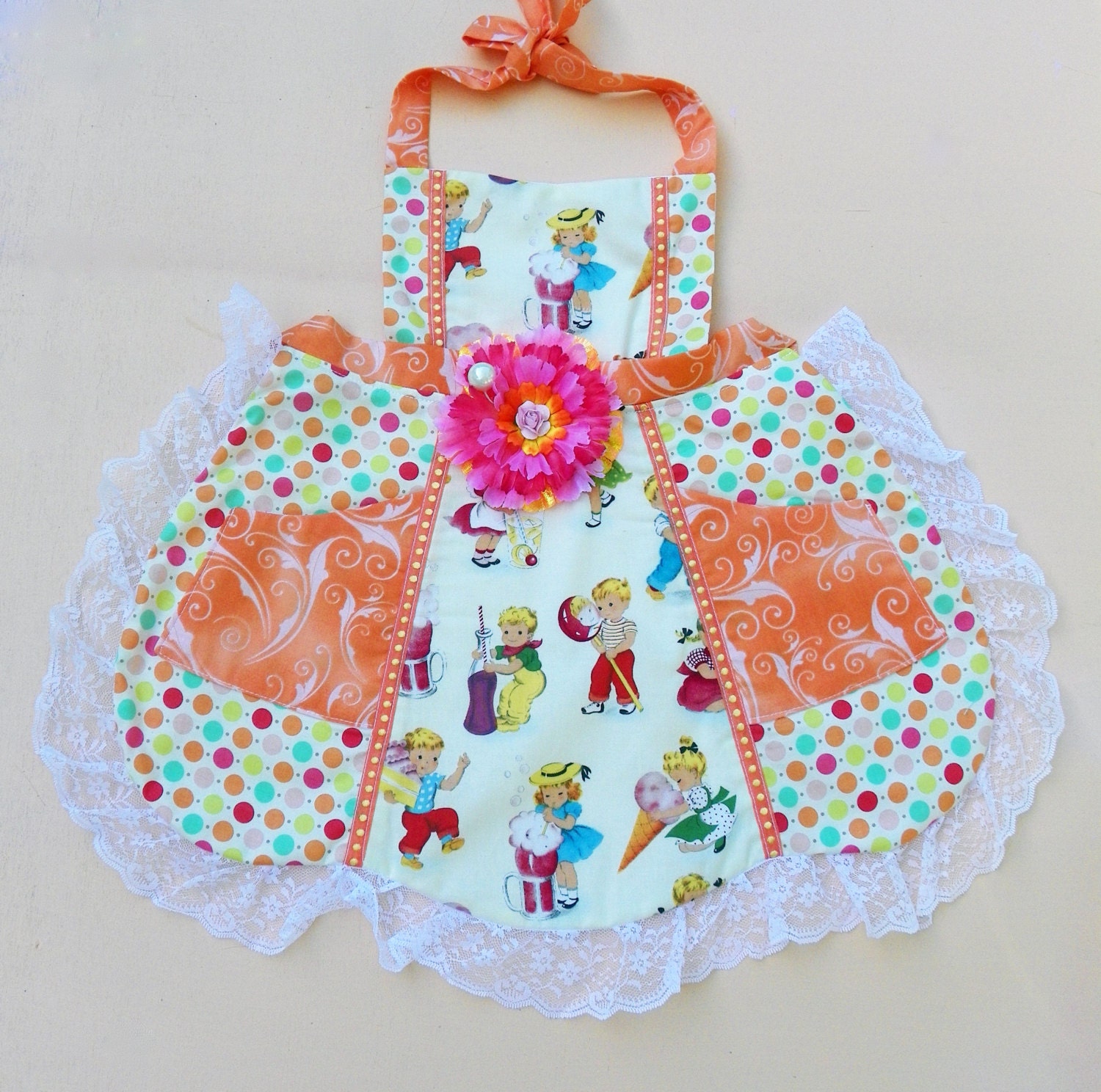 Orange Sherbert Candy Shop Apron