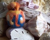 Needle Felted Octopus Sphere in Orange Sherbet
