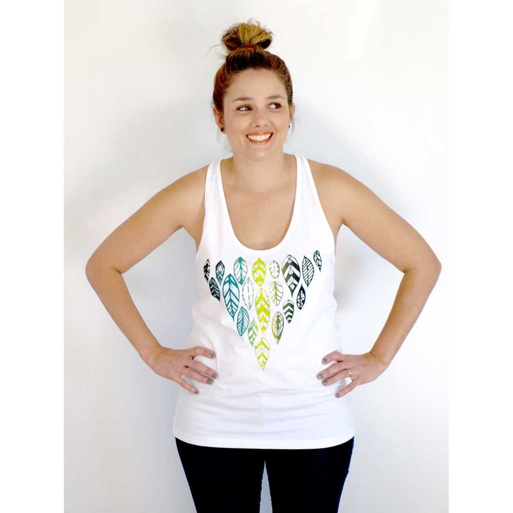 Tri-Feather- One Of A Kind- White Racer Back- Women Tank Top-