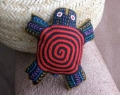 Lavender Filled, Spiral Turtle MOLA 'Dream Spirit' - Red - Kuna Indian Reverse Applique
