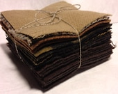 Twenty Three Brown 4 inch Hand Dyed Wool Squares for Penny Rugs and Applique