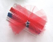 Red White & Blue Ballerina Pouf Patriotic Stars and Stripes headband (Diva Wear Collection) one size fits all newborn to adult