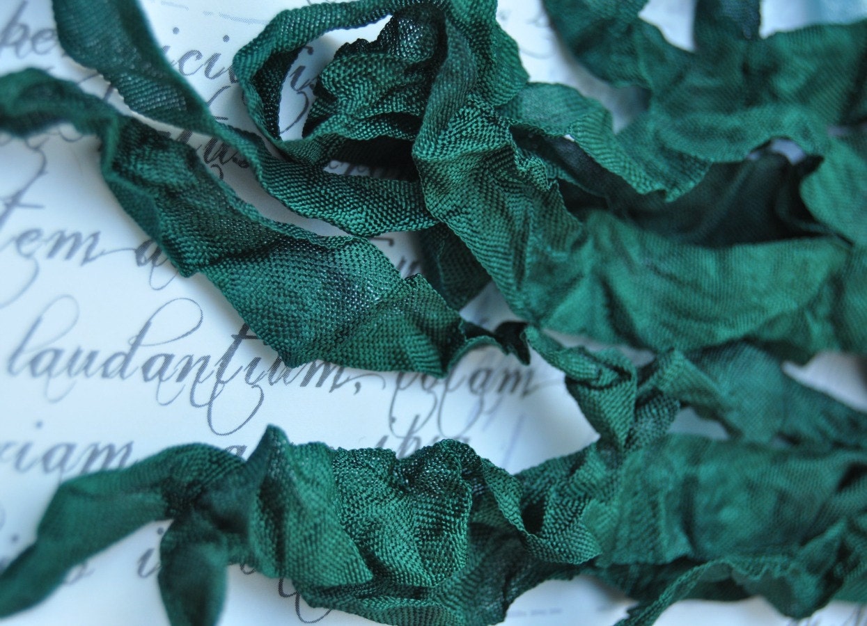 Shabby Chic Ribbon in Mermaid's Tail Hand Crinkled for your Blythe or Doll Project
