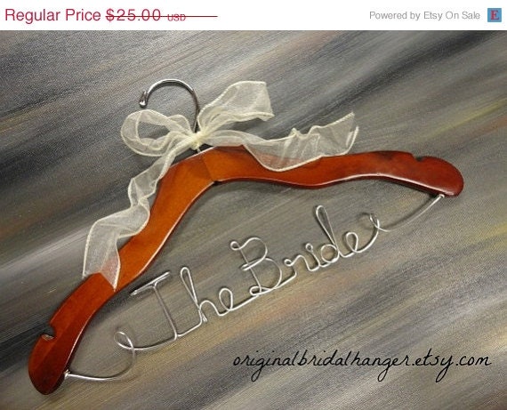 20% OFF SALE The Bride Hanger Walnut Wood Coat Hanger Wedding Dress Hanger Personalized Bridal Accessories Photo Props