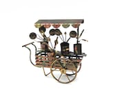 Metal Flower Cart Sculpture - a la Curtis Jere - Brass or Copper