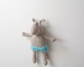 Small Rhinoceros doll Soft Upcycled kids toy Baby toddler cream blue  bubynoa Best Friend