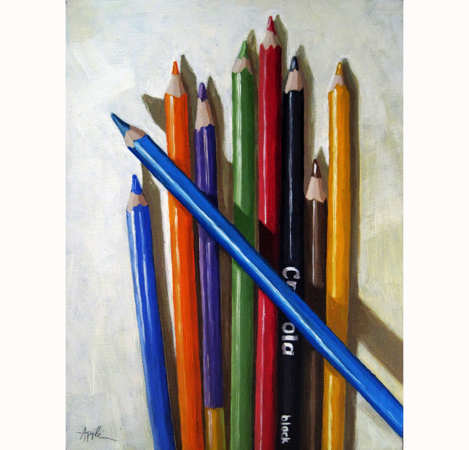 COLORED PENCILS ooak original still life artists tools oil painting