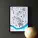 Cincinnati Ohio City Building Urban Map Screenprint in Black, Aquamarine and Red Inks