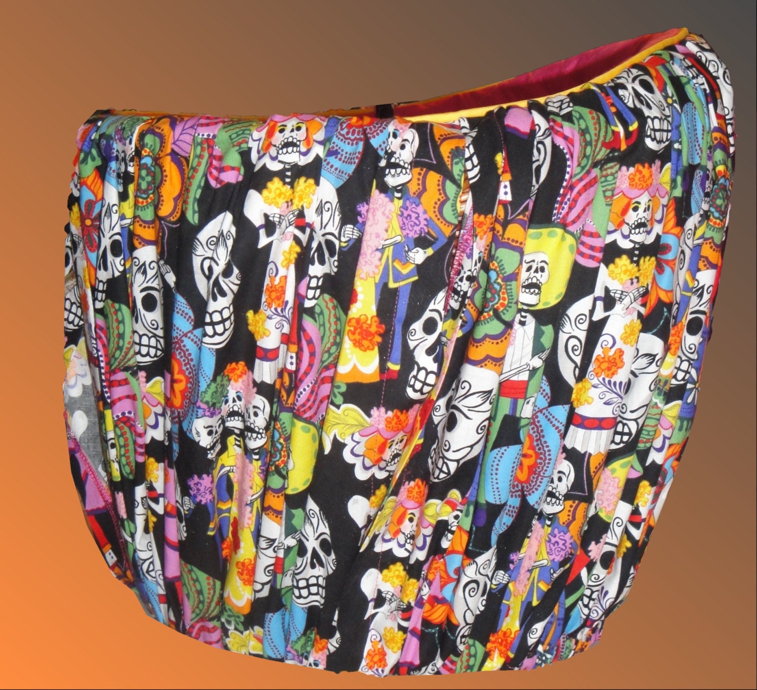 Skulls - Large - Bicycle Basket Liner - Designed for European Market Basket -  Includes Embroidered Personalization - Memory Foam Pad