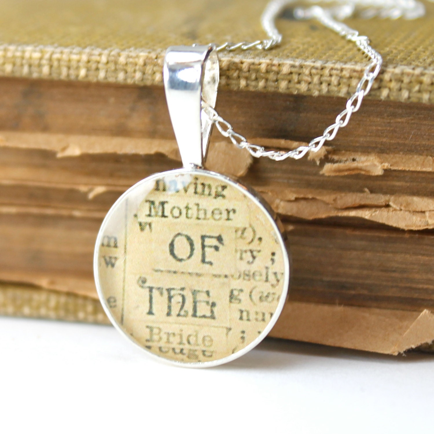 Mother of the Bride Sterling Silver Round Necklace.